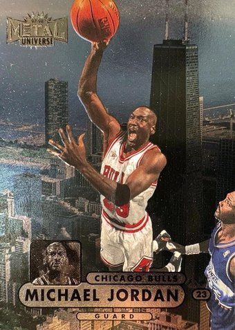 A 1997 Metal Universe Michael Jordan basketball card